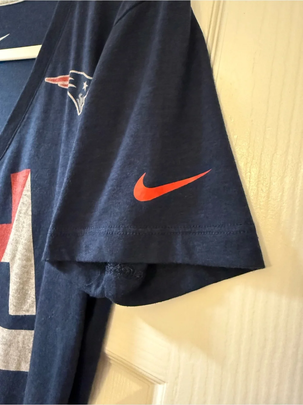 Nike Navy, Red & Silver Patriots V-Neck Tee - L